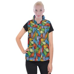 Colored Pencils Pens Paint Color Women s Button Up Vest by Sapixe