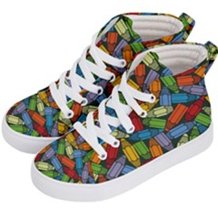 Colored Pencils Pens Paint Color Kid s Hi-top Skate Sneakers by Sapixe