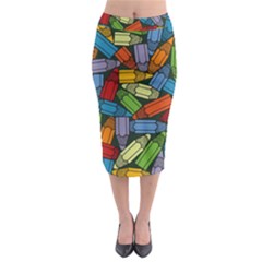Colored Pencils Pens Paint Color Midi Pencil Skirt