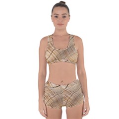 Abstract Brown Tree Timber Pattern Racerback Boyleg Bikini Set