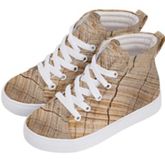 Abstract Brown Tree Timber Pattern Kid s Hi-top Skate Sneakers by Sapixe