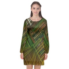 City Forward Urban Planning Long Sleeve Chiffon Shift Dress  by Sapixe