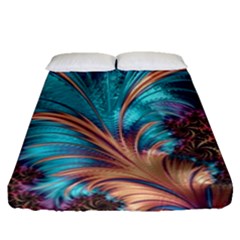 Feather Fractal Artistic Design Fitted Sheet (queen Size) by Sapixe