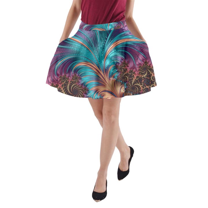 Feather Fractal Artistic Design A-Line Pocket Skirt