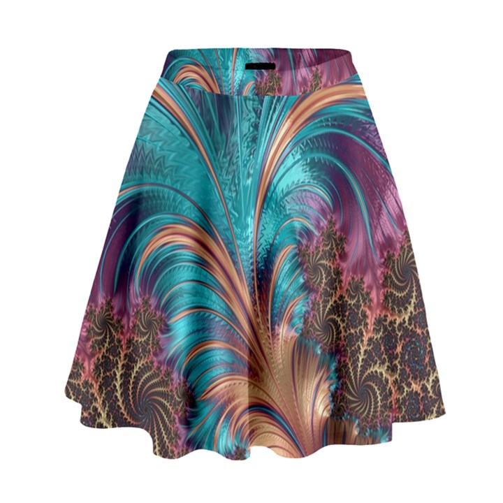 Feather Fractal Artistic Design High Waist Skirt