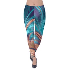 Feather Fractal Artistic Design Velvet Leggings