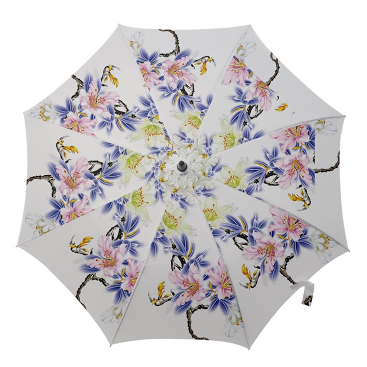 Lily Hand Painted Iris Hook Handle Umbrellas (Large)