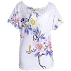 Lily Hand Painted Iris Women s Oversized Tee by Sapixe