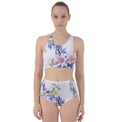 Lily Hand Painted Iris Racer Back Bikini Set by Sapixe