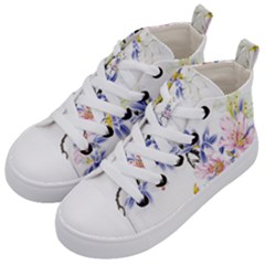 Lily Hand Painted Iris Kid s Mid-top Canvas Sneakers