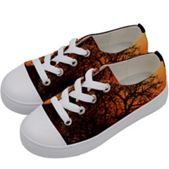 Sunset Silhouette Winter Tree Kids  Low Top Canvas Sneakers