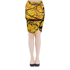 Golden Vein Midi Wrap Pencil Skirt