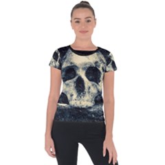 Skull Short Sleeve Sports Top  by FunnyCow