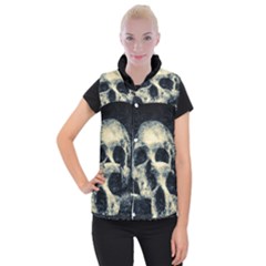 Skull Women s Button Up Vest by FunnyCow