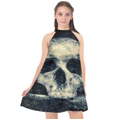 Skull Halter Neckline Chiffon Dress  by FunnyCow