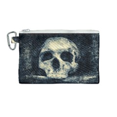 Skull Canvas Cosmetic Bag (medium) by FunnyCow