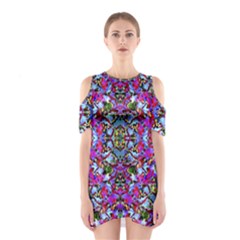 Multicolored Floral Collage Pattern 7200 Shoulder Cutout One Piece by dflcprints