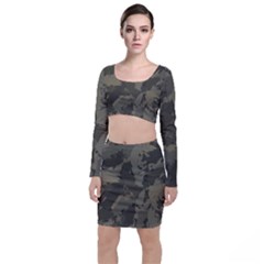 Country Boy Fishing Camouflage Pattern Long Sleeve Crop Top & Bodycon Skirt Set by Bigfootshirtshop