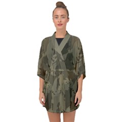 Country Boy Fishing Camouflage Pattern Half Sleeve Chiffon Kimono by Bigfootshirtshop