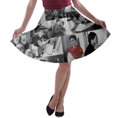 Frida Kahlo Pattern A-line Skater Skirt by Valentinaart