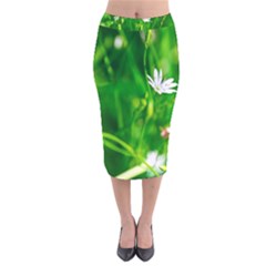 Inside The Grass Velvet Midi Pencil Skirt