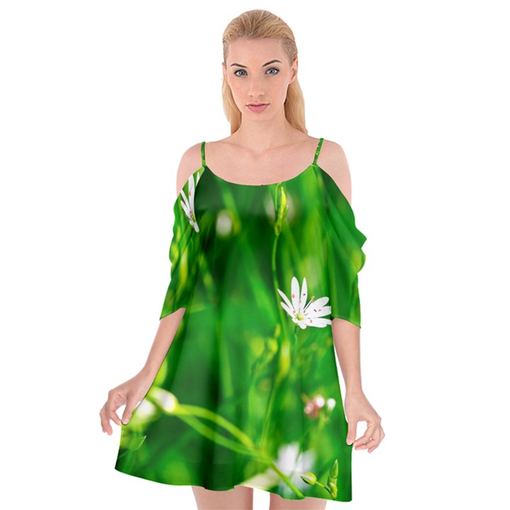 Inside The Grass Cutout Spaghetti Strap Chiffon Dress