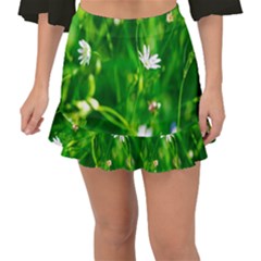 Inside The Grass Fishtail Mini Chiffon Skirt