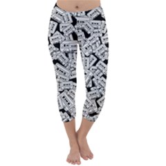 Audio Tape Pattern Capri Winter Leggings 