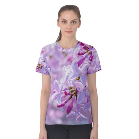 Pink Lilac Flowers Women s Cotton Tee by FunnyCow