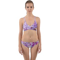 Pink Lilac Flowers Wrap Around Bikini Set by FunnyCow