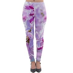 Pink Lilac Flowers Lightweight Velour Leggings