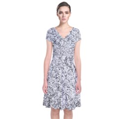 Willow Foliage Abstract Short Sleeve Front Wrap Dress