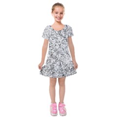 Willow Foliage Abstract Kids  Short Sleeve Velvet Dress