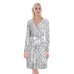 Willow Foliage Abstract Long Sleeve Velvet Front Wrap Dress