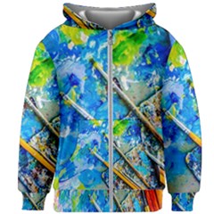 Artist Palette And Brushes Kids Zipper Hoodie Without Drawstring by FunnyCow