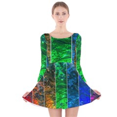 Rainbow Of Water Long Sleeve Velvet Skater Dress by FunnyCow