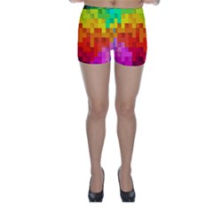 Abstract Background Square Colorful Skinny Shorts