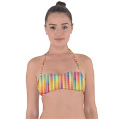 Background Colorful Abstract Halter Bandeau Bikini Top