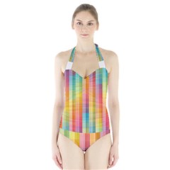 Background Colorful Abstract Halter Swimsuit