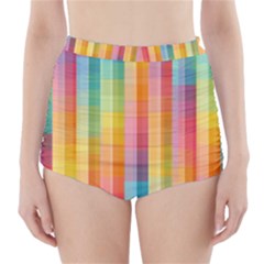 Background Colorful Abstract High-Waisted Bikini Bottoms