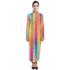 Background Colorful Abstract Turtleneck Maxi Dress