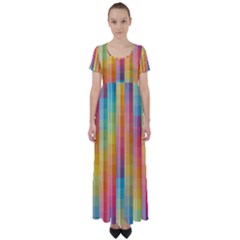 Background Colorful Abstract High Waist Short Sleeve Maxi Dress