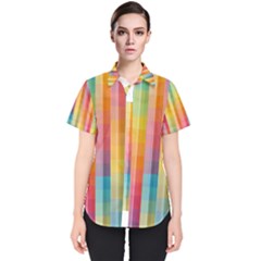Background Colorful Abstract Women s Short Sleeve Shirt