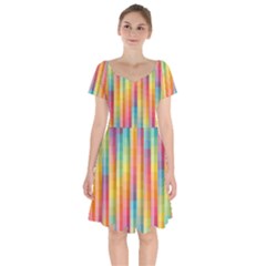 Background Colorful Abstract Short Sleeve Bardot Dress