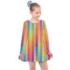 Background Colorful Abstract Kids  Long Sleeve Dress