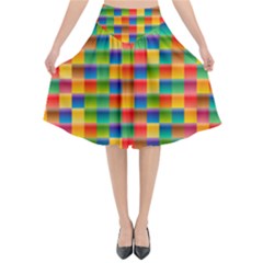 Background Colorful Abstract Flared Midi Skirt