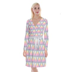 Background Colorful Triangle Long Sleeve Velvet Front Wrap Dress