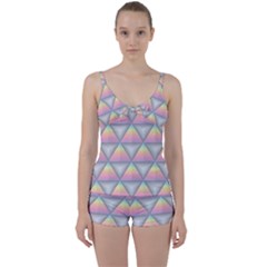 Background Colorful Triangle Tie Front Two Piece Tankini