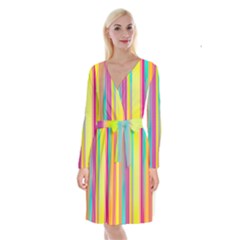 Background Colorful Abstract Long Sleeve Velvet Front Wrap Dress