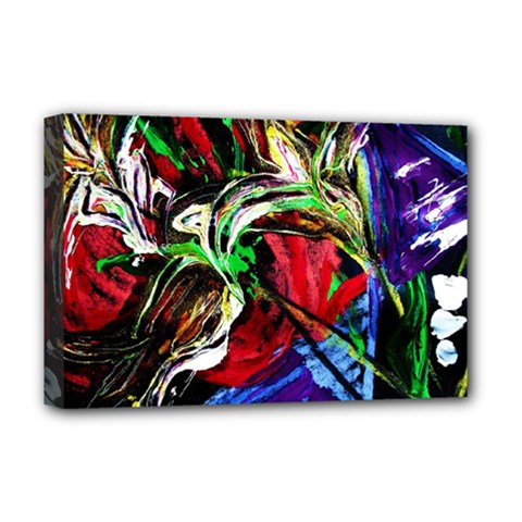 Lillies In The Terracotta Vase 3 Deluxe Canvas 18  X 12   by bestdesignintheworld